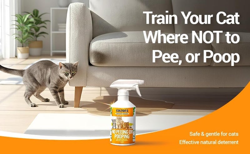 Colton's Naturals رذاذ تدريب القطط على عدم التبول والتبرز، 100% طبيعي - رذاذ غير سام لمنع التبول والتبرز - مصحح رائحة طبيعي لمنع علامات البول - ابق بعيدًا عن تدريب صندوق القمامة (16 أونصة) - Image 4